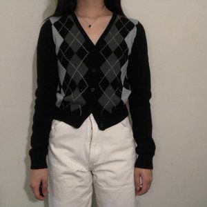 brandy melville grey and white argyle cotton Eliza